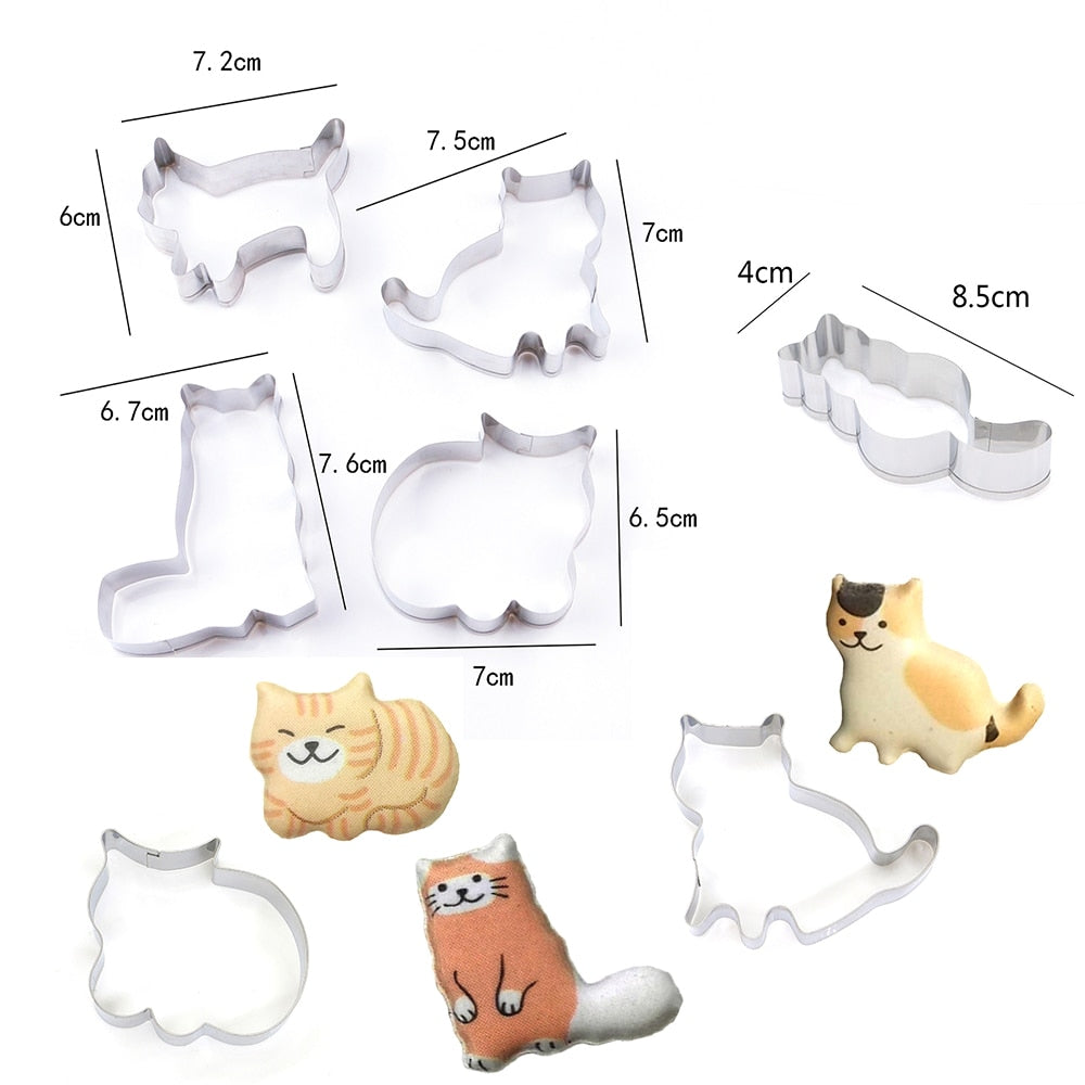 5pcs Cookie Cutters Cute Cat Shape Biscuit Mold
