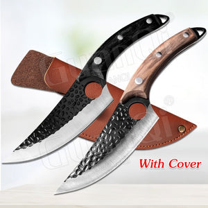 Handmade 2PCS - Kitchen Knife Sets with Stainless Steel Rosewood Handle and Leather Cover