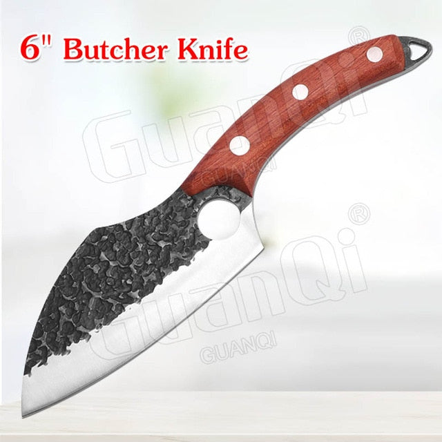 Handmade 1PCS Kitchen Knife with Stainless Steel Rosewood Handle