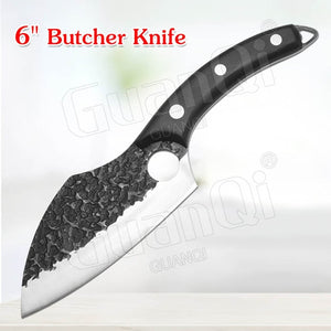 Handmade 2PCS Kitchen Knife with Stainless Steel Rosewood Handle and Leather Cover