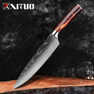 XITUO Damascus Steel Japanese Chef Knife 1 PCS - 8'' Chef Knife with Color Wood Handle